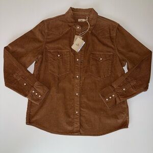 Faherty Brown/Camel Button Down Corduroy Shirt NWT